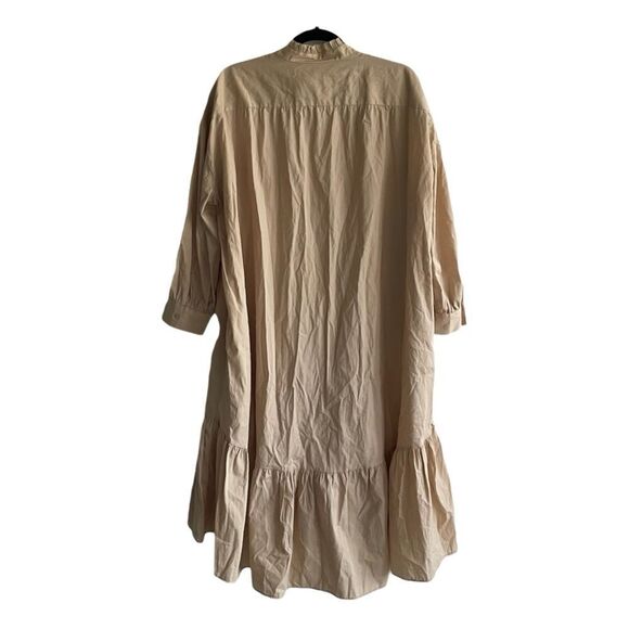 ZARA Cotton Long Sleeve Poplin Midi Dress Camel S - Picture 7 of 16